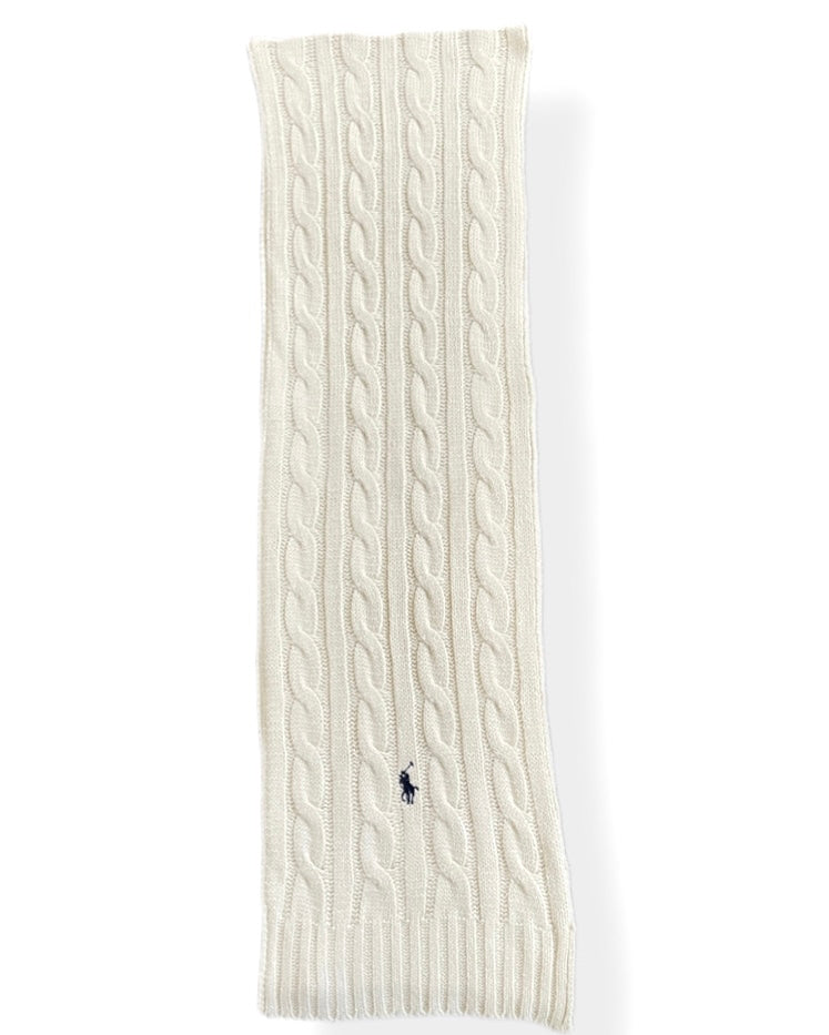 Polo Ralph Lauren Beanies Cable-Knit Cotton Parchment Cream Beanie and Scarf